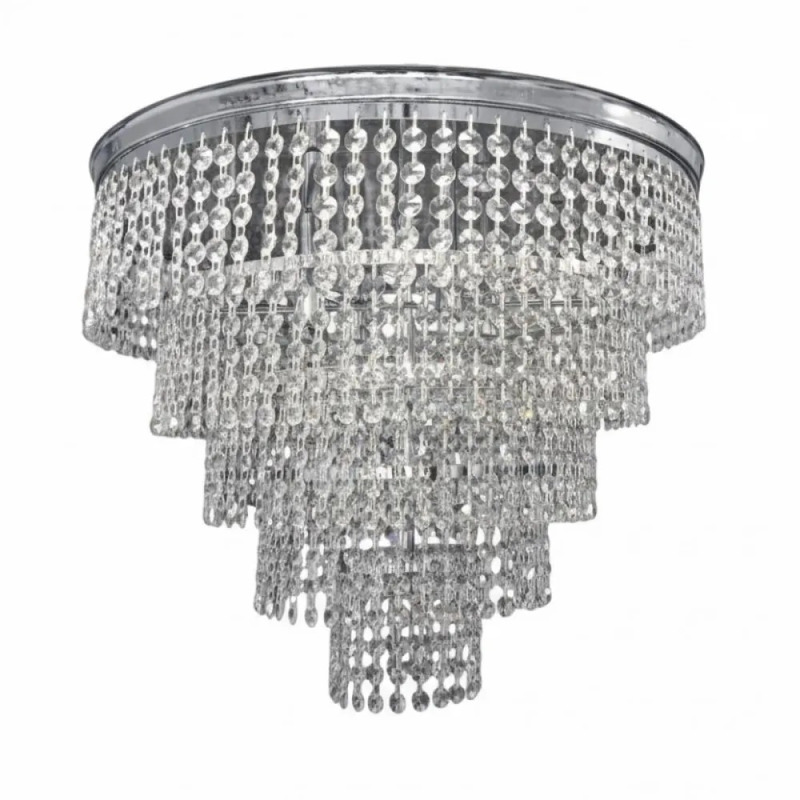 NG Lighting Φωτιστικό Οροφής Πλαφονιέρα Χειροποίητο Μεταλλικό Χρώμιο με Κρύσταλλα 8xG9 Φ50x45cm 2026612-CH